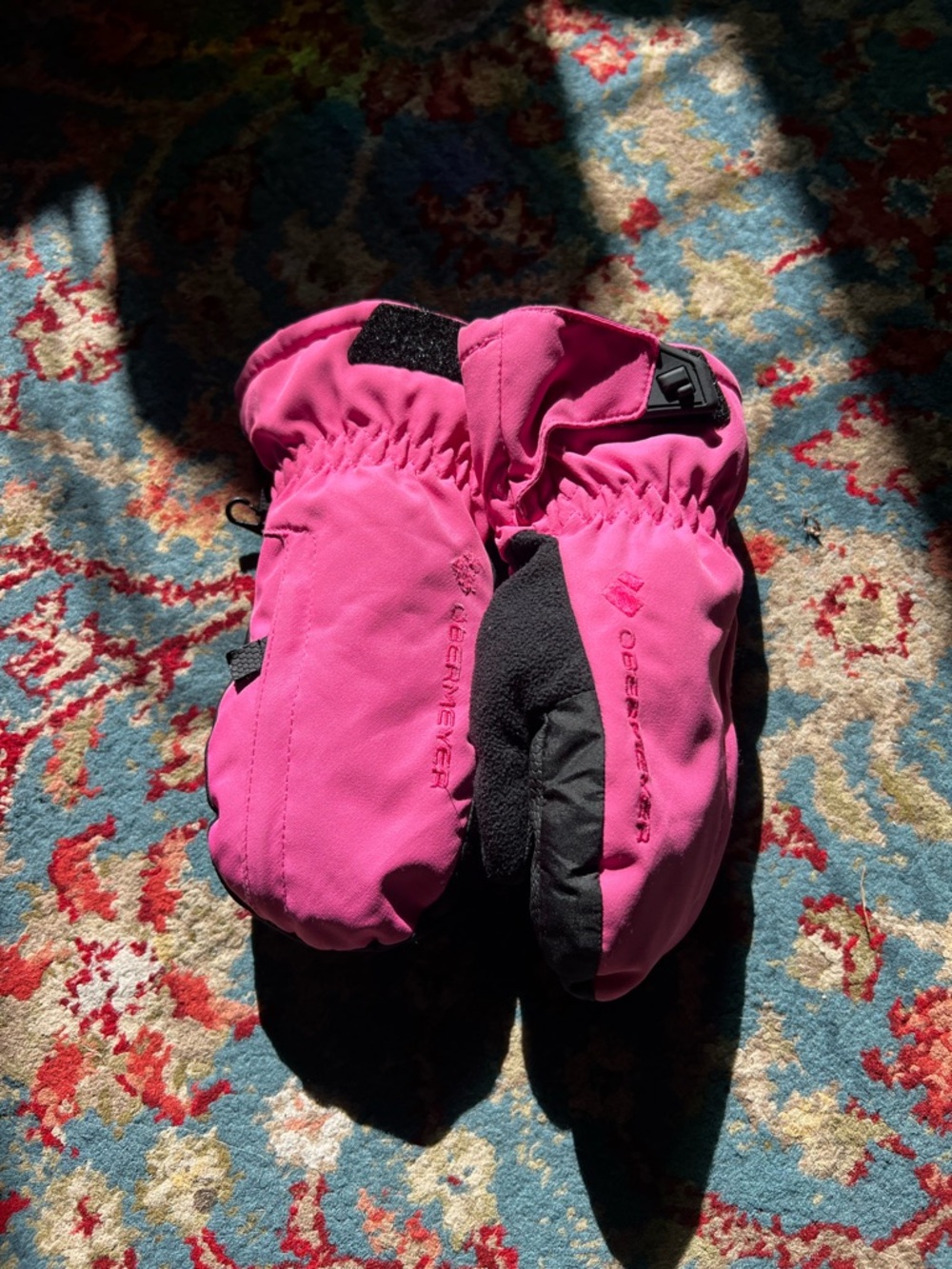 Obermeyer Kids Hot Pink and Black Snow Mittens